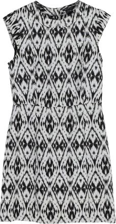 Theory Ikat-Print Sheath Dress in Black and White Polyester