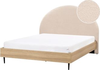 Beliani Cama matrimonial de tejido beige 160x200