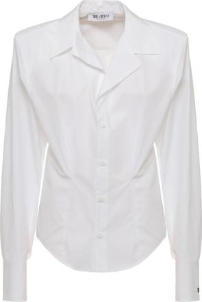 The Attico Overhemden, Dames, Wit, S, Katoen, Asymmetrisch Shirt