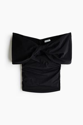 H&M Twist-detail Off-the-shoulder Top in Black at Nordstrom, Size X-Small