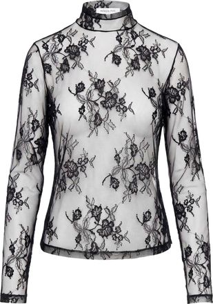 Patrizia Pepe Embroidered Tulle High-Neck Top