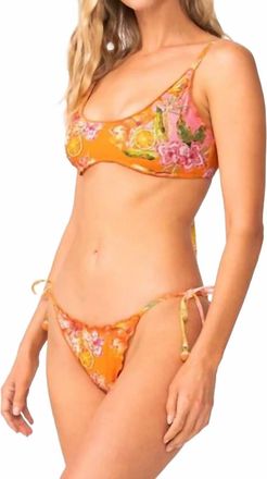 PQ Swim Embroidered Lettuce Edge Bralette Top In Clementine