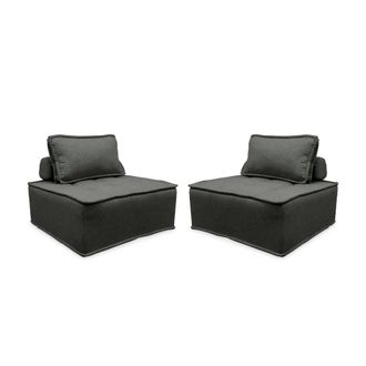 Sweeek Sof&aacute; modular en tela lisa, 2 plazas, gris