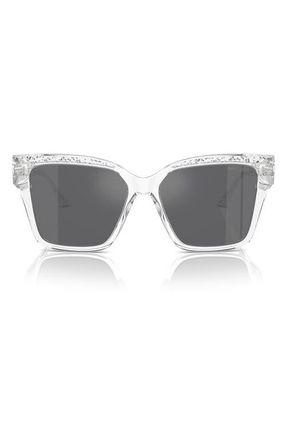 Jimmy Choo London 55mm Pillow Sunglasses in Crystal /Glitter /Grey at Nordstrom