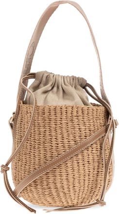 Chlo&eacute; Woody Mini bucket schoudertas - Dames - Schoudertassen - Beige - ONE Size - Leer - Tassen