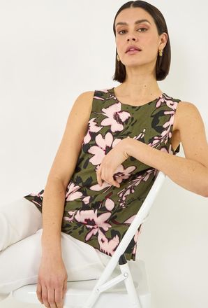 Roman Floral Print Shell Top