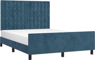 vidaXL Vidaxl - Estructura De Cama Sin Colch&oacute;n Terciopelo Azul Oscuro 140x190cm
