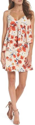 NSR Cara Floral Spaghetti Strap Ruffle Slip Dress In Multicolor