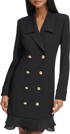Karl Lagerfeld Double Breasted Long Sleeve Scuba Crepe Blazer Dress in Black at Nordstrom, Size 10