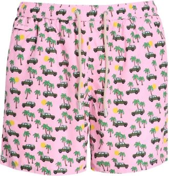 MC2 Saint Barth palm tree-car-print swim shorts - men - Polyester - M - Pink