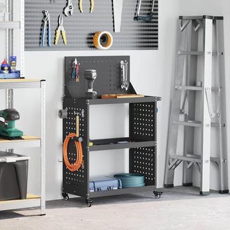 vidaXL Carro De Herramientas Con Estante Negro 65 X 35 X 111 Cm Vidaxl