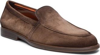 Santoni Suede Apron Toe Loafer in Medium Brown at Nordstrom, Size 11.5