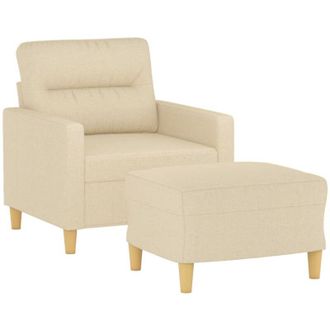 vidaXL Sill&oacute;n Con Taburete Tela Crema 60 Cm Vidaxl