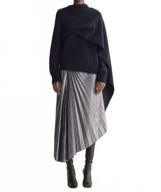 A.L.C. Tracy Metallic Vegan Leather Skirt In Slate Metallic