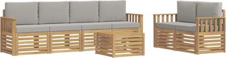 vidaXL Conjunto De Sof&aacute;s De Exterior 7 Uds. Blanco Y Gris Claro Vidaxl