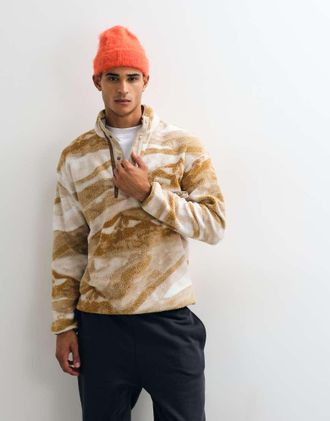 Columbia Helvetia II fleece con stampa e mezza chiusura a pressione beige-Neutro