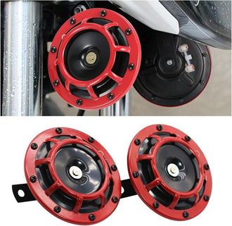 OEM Kit De 2 Bocinas Para Coche De 12 V, Doble Bocina Met&aacute;lica, S&uacute;per Potente, Con Tonos Altos Y Bajos, Universal, Impermeable, Para Coche (roja)