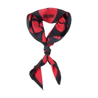 Moschino Silky Scarves, female, Multicolor, Size: ONE SIZE Heart Print Logo Silk Scarf