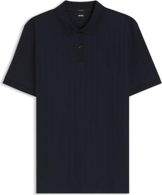 BOSS Vertical-stripe polo shirt in mercerised cotton