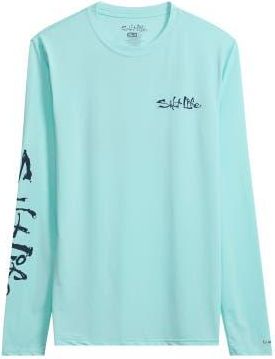 Salt Life Liquid Depth Badge Long Sleeve SLX Performance Tee in Lt Aruba Heather at Nordstrom, Size X-Large