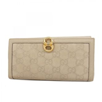 Gucci Beige Leather Long Wallet (Bi-Fold) (Pre-Owned)