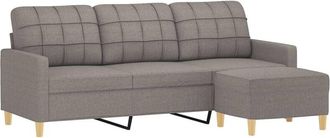 vidaXL Vidaxl - Sof&aacute; De 3 Plazas Con Taburete De Tela Gris Taupe 180 Cm