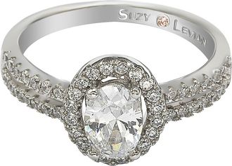 Suzy Levian Sterling Silver Oval Cut Bridal Ring in White at Nordstrom Rack, Size 5.5