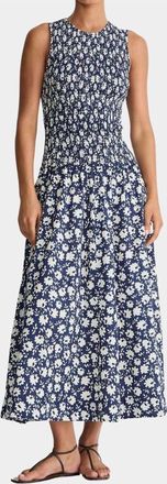 Apiece Apart Siempre Tank Maxi Dress In Navy Floral Stamp
