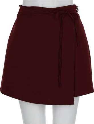 Alysi Burgundy Wrap Mini Skirt With Side Tie Closure
