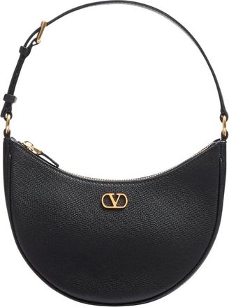 Valentino Garavani VLogo Signature Mini Hobo Tas - Dames - Schoudertassen - Zwart - ONE Size - Leer - Tassen