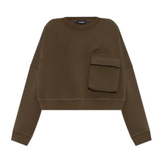 Dsquared2 Sweatshirt met zak - Dames - Sweatshirts - Groen - S - Katoen - Hoodies & sweatvesten