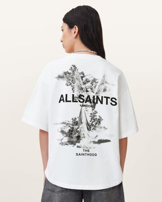 AllSaints Womens Cotton Guardian Amelie Oversized T-Shirt, Size: XS