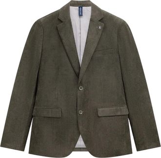 State of Art M&eacute;lange blazer met reverskraag - Heren - Jassen - Groen - Maat: L Zijde