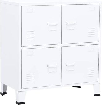 vidaXL Baúl de almacenaje industrial acero blanco 75x40x80 cm vidaXL