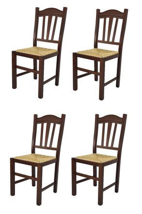 Tommychairs Tommychairs 4 Sillas Silvana En Haya Color Nuez Y Asiento De Paja