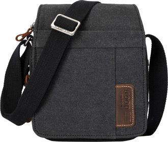 Troop London TRP0220 Classic Canvas Across Body Bag Black Stone Washed