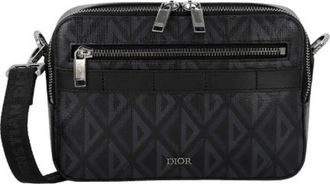 Dior Pre-owned CD Diamond Safari Schoudertas - Dames - Vintage Schoudertas - Zwart - ONE Size - Leer - Vintage