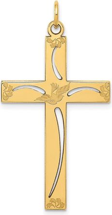 Diamond2Deal 14k Yellow Gold Laser Designed Cross Pendant