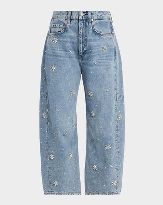 Rag & Bone Charlie Ankle-Length Embellished Barrel Jeans