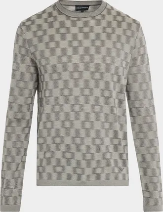 Emporio Armani Men & apos;s Geometric Wool Basketweave Sweater
