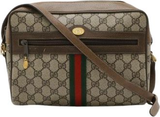 Gucci Pre-owned Cross Body Bags, female, Beige, Size: ONE SIZE Pre-owned GG Plus Coated Canvas Shoulder Bag