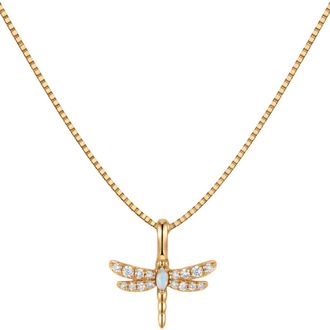 Made by Mary Opal Dragonfly Box Chain Necklace in Gold Vermeil at Nordstrom