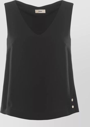 Herno v neck sleeveless top side buttons