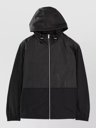 HUGO BOSS hooded leather blend jacket two tone