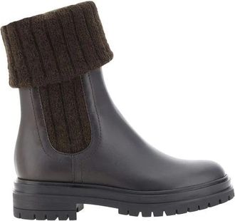 Gianvito Rossi Leren Enkellaarzen met Stretchbanden - Dames - Winterlaarzen - Bruin - 37 1/2 EU - Leer - Schoenen