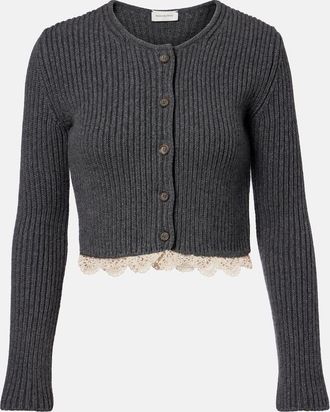 Magda Butrym Cropped crochet-trimmed cashmere cardigan