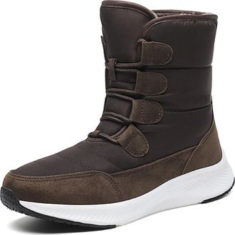 Generic Womens Winter Snow Boots Mid-Calf Winter Shoes Waterproof Short Boots Luxe Satin Fabric Upper Mom And Senior Ankle Boots(Brown,3.5 UK)