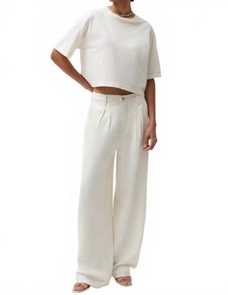 Pistola Denim Womens Delphine Pleated Wide Leg Jeans In Off White