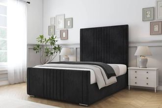 Comfort Beds Royal Naples Bed Frame With Mattress-50 Upholstered in Black | Size: Single
