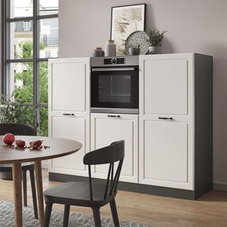 Vicco Bloque De Cocina R-line, Casa De Campo Blanca/antracita, 180 Cm Sin Encimera